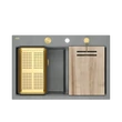 Kép 4/5 - MARC 120 WORKSTATION  gránit mosogatótálca ezüstkő színben, arany színű kiegészítőkkel