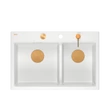 Kép 5/5 - MARC 120 WORKSTATION  gránit mosogatótálca hófehér színben, réz színű kiegészítőkkel