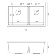 Kép 2/5 - MARC 120 WORKSTATION  gránit mosogatótálca hófehér színben, acél színű kiegészítőkkel
