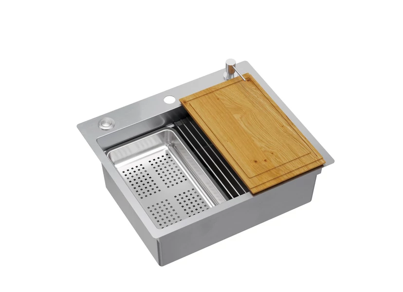 BURT 100 WORKSTATION mosogatótálca csiszolt acél