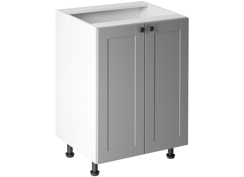 Linea Grey D60 alsó konyhaszekrény, szürke / fehér