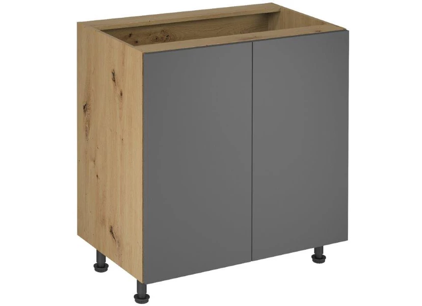 LANGEN alsó konyhaszekrény 80 cm, artisan tölgy - szürke színű, kétajtós (D80)