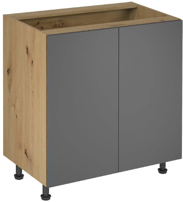 LANGEN alsó konyhaszekrény 80 cm, artisan tölgy - szürke színű, kétajtós (D80)